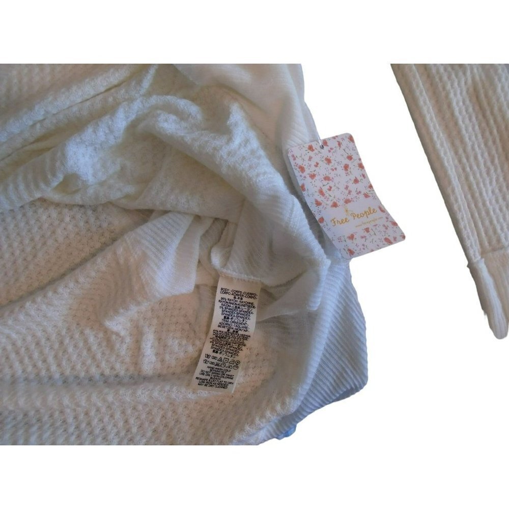 Free People We The Free Waffle Weave Long Sleeve Tee - L - Ivory - Picture 9 of 9